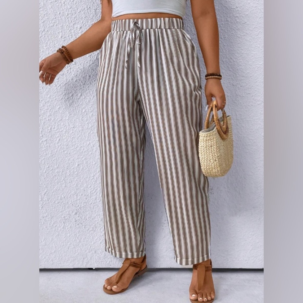 SHEIN SHEIN LUNE Plus Size Striped Colorblock Cone-Shaped Pants